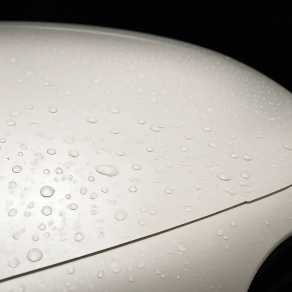 Before ceramic coating — contaminated paint surface under studio lighting