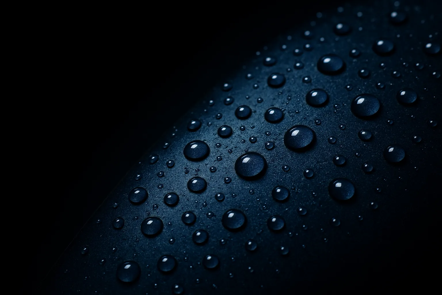 Exterior detailing service — water beading on decontaminated dark paint
